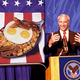 U.S. Rep. Robert Forsythe (D-NE) unveils one of the new federally cooked skillets.